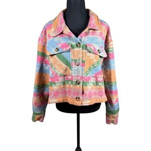 Stoosh Southwestern Cropped Shacket Jacket‎ Medium wool blend Aztec coat womens